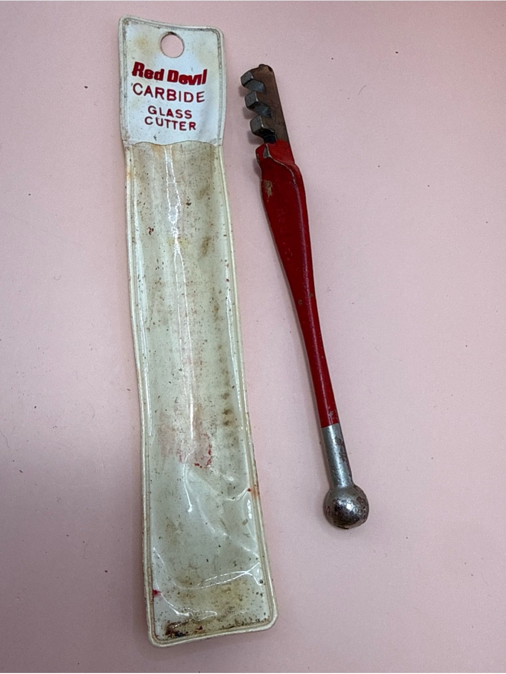 Vintage Red Devil Carbide Glass Cutter w Sleeve Made in USA Union NJ #1023 C-023